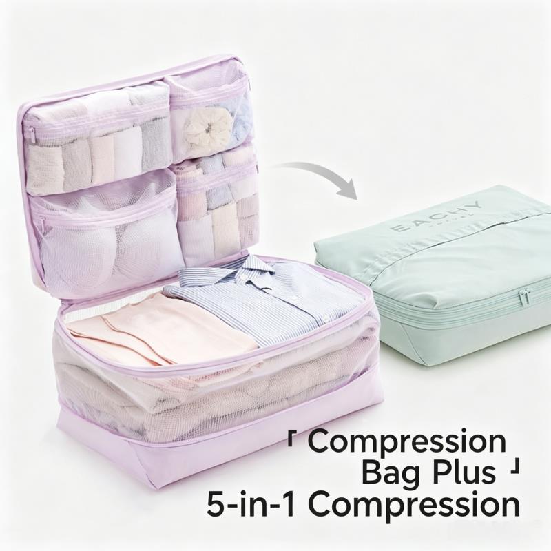 Travel Accessories Packing Cubes - Компрессионные упаковочные кубики 5-в-1: органайзер для